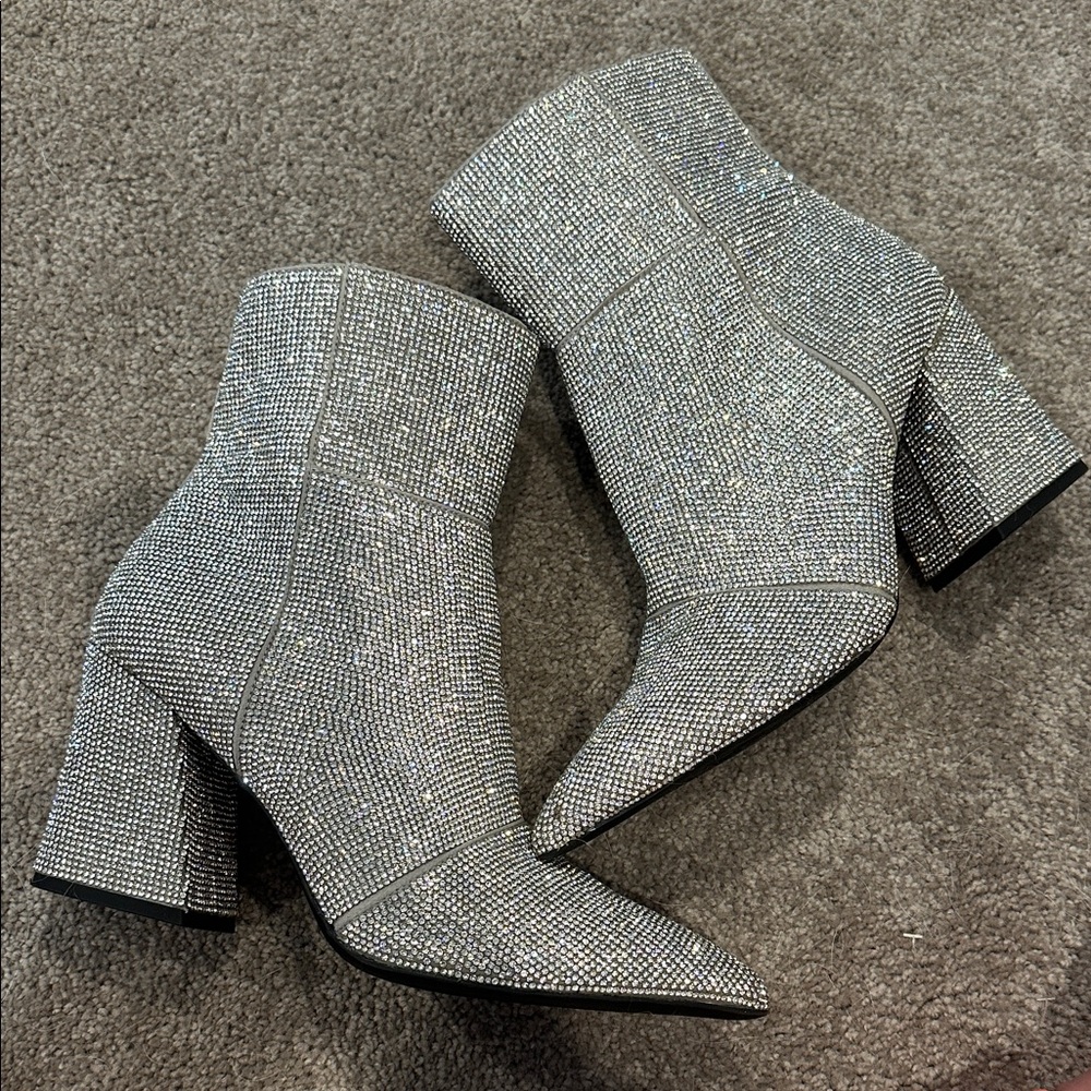 Madden Girl Glittering Silver Heeled Boots